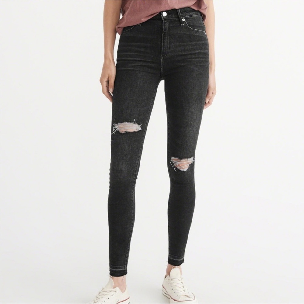 Abercrombie & Fitch High Rise Super Skinny Jeans - Simone Black Wash
